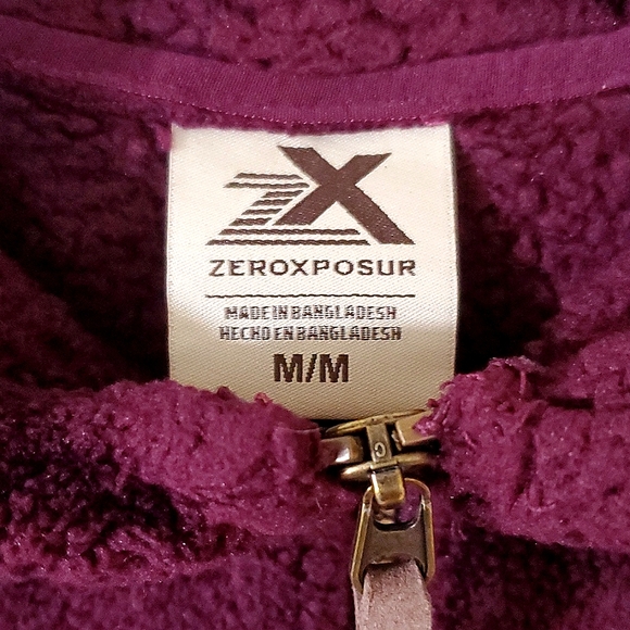 Zeroxposur Dark Purple Plush Front Zip Hoodie Jacket Women's Size M - Picture 5 of 10